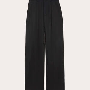 Everlane Women's Draper Wide Leg Pleated Pant in Black, Size 6